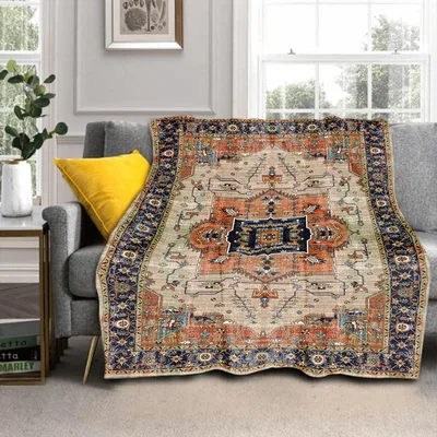 Vintage Persian Medallion Pattern Blanket