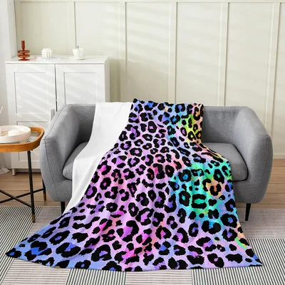 Colorful Leopard Print Pattern Blanket