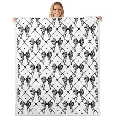 Black Bow Pattern Blanket: Retro Ribbon and Diamond Print