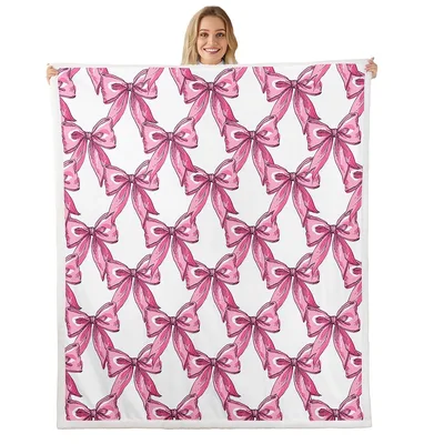 Pink Bow Pattern Blanket: Hand-Drawn Ribbon Art for Kawaii Lovers
