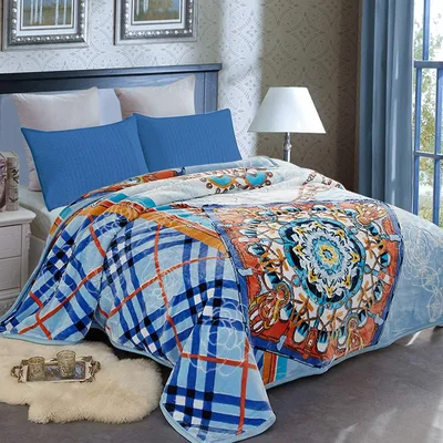 Blue Plaid Blanket: A Mandala and Checkered Print for Boho Lovers