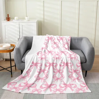 Watercolor Pink Bows Blanket: Soft Bow Pattern Design