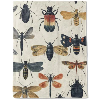 Vintage Insects Pattern Blanket featuring vintage entomology art