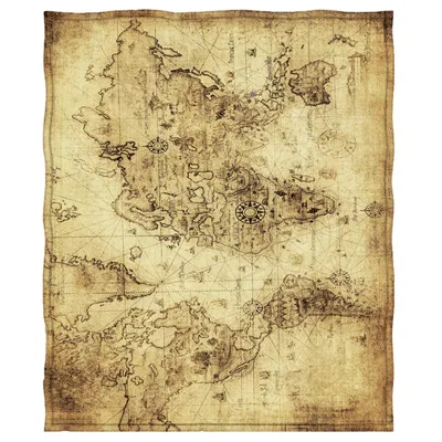 Vintage World Map Blanket: Aged Cartography Design for Travel Lovers