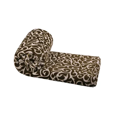 Brown Swirl Ornamental Pattern Blanket for Retro Style Lovers