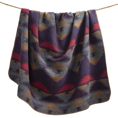 Purple Aztec Tribal Pattern Blanket: Retro Geometric Throw Design