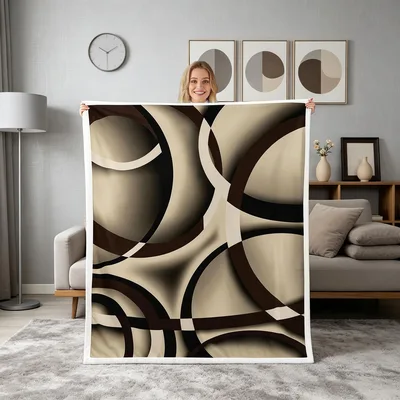 Retro Circles Abstract Art Blanket for Mid-Century Modern Interiors