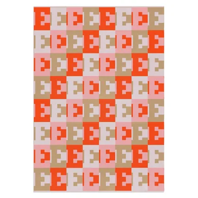 Letter E Checkered Monogram Blanket for Retro Style Lovers