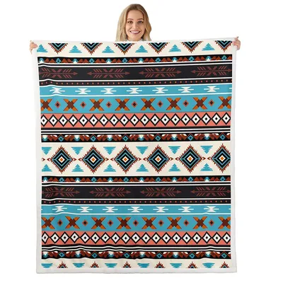 Aztec Tribal Geometric Pattern Blanket No. 2: Southwestern Style Throw