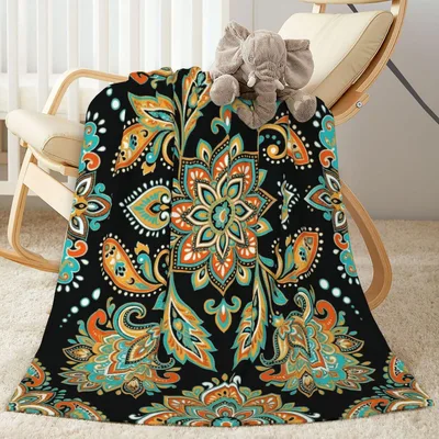 Paisley Floral Bohemian Pattern Blanket: Vibrant Mandala Design