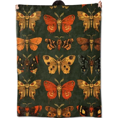 Vintage Moths and Butterflies Blanket: Retro Insect Art Throw