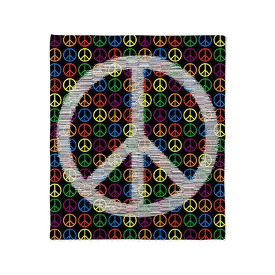 Colorful Peace Signs Pattern Blanket: Retro Symbol Art