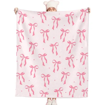Pink Bow Pattern Blanket No. 15: A Retro Ribbon Print for Cozy Days