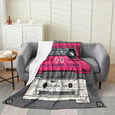Cassette Tape Mixtape 90 Blanket: Retro Pink Audio Nostalgia Design