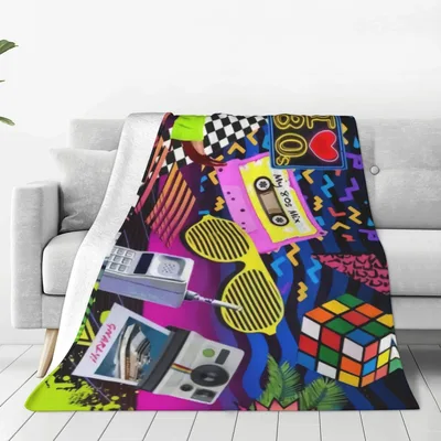 Retro Eighties Cassette Pattern Blanket: 80s Vibes Throw Design