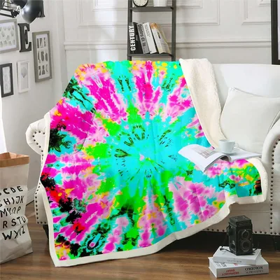Tie Dye Swirl Pattern Blanket featuring neon pink
