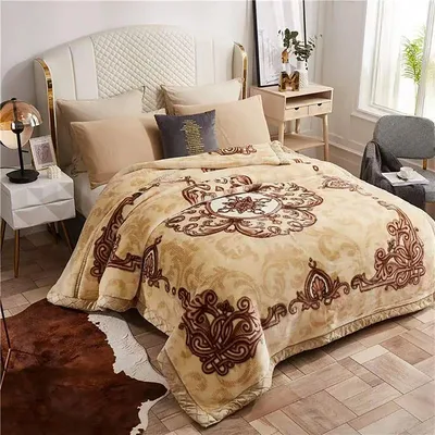 Ornate Beige Vintage Pattern Blanket for Retro Home Decor