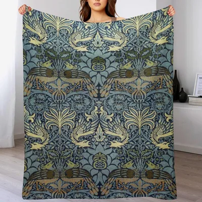 Vintage Peacock and Floral Blanket