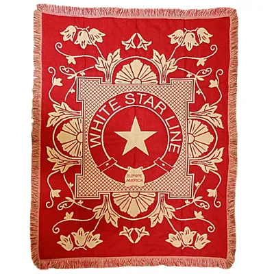 Vintage Red Ocean Liner Blanket: White Star Line Emblem Design
