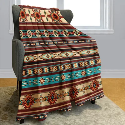 Aztec Geometric Stripes Pattern Blanket