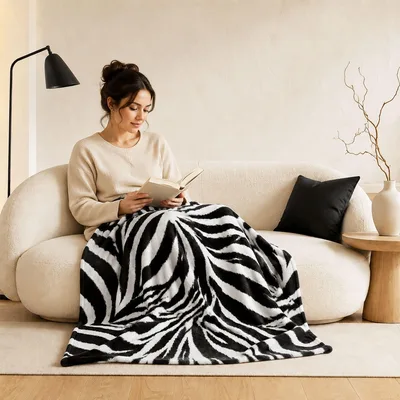 Zebra Print Pattern Blanket No. 2 Bold Animal Stripes