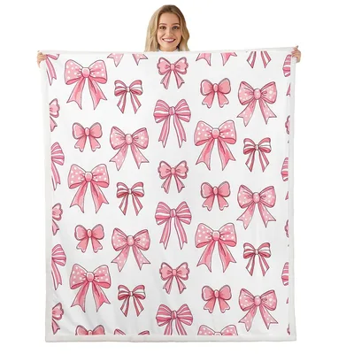Pink Bows Pattern Blanket: A Kawaii Bowknot Fleece Throw for Cowgirls