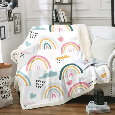 Pastel Rainbows Pattern Blanket: Soft Arch Design for Cozy Spaces