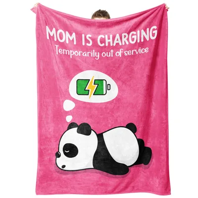 Mom Charging Panda Blanket: Funny Gift for Overworked Moms
