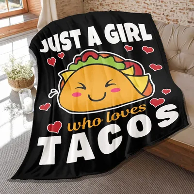 Cheeky Taco Smile Girl Blanket for Food Lovers
