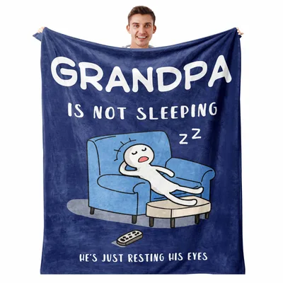 Grandpa Funny Nap Blanket: Resting His Eyes Design