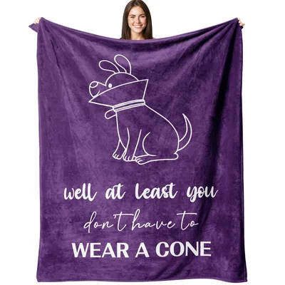 Funny Dog Cone Get Well Blanket for Recovery Humor