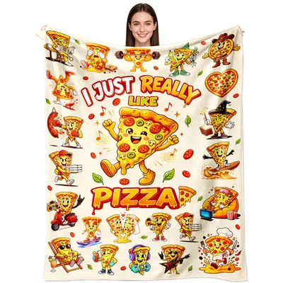 Cartoon Pizza Food Blanket for True Pizza Lovers