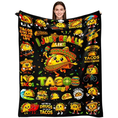 Tacos Funny Food Blanket: I Just Really Like Tacos Okay Design