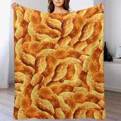 Chicken Nuggets Food Pattern Blanket: Golden Breading Design for Fans
