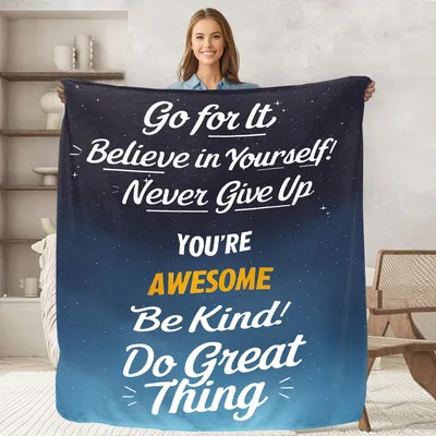Motivational Quote Encouragement Blanket for Self-Belief and Kindness