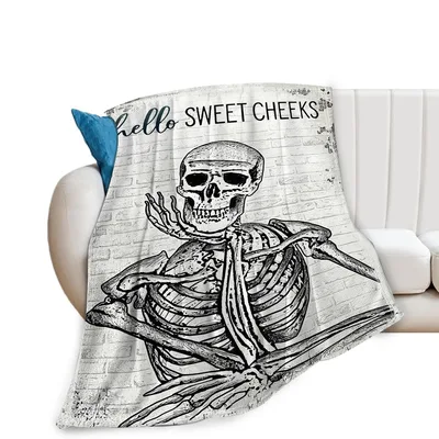 Skeleton Sarcastic Humor Blanket: Hello Sweet Cheeks Skull Design