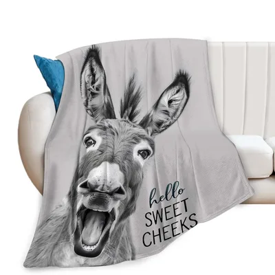 Funny Donkey Animal Blanket Hello Sweet Cheeks Design