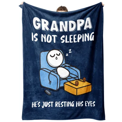 Grandpa Napping Recliner Humor Blanket: Resting His Eyes Design