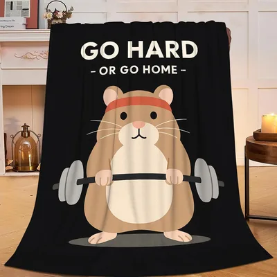 Hamster Weightlifting Gym Blanket: Go Hard Or Go Home Design