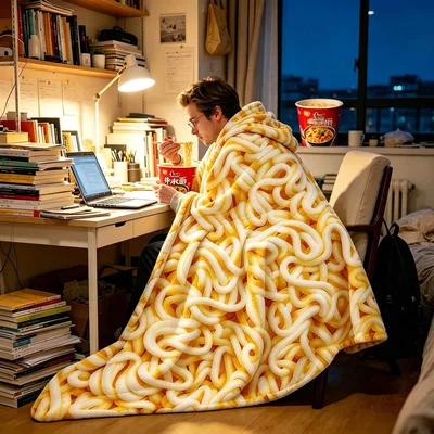 Ramen Noodle Blanket for Students and Late Night Study Sessions