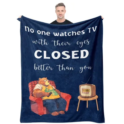 Funny Sleeping Bear Tv Blanket featuring a napping bear
