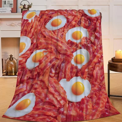 Bacon and Eggs Blanket: Realistic Fried Breakfast Print