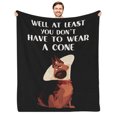 Funny Dog Cone Surgery Blanket: Witty Recovery Gift for Pet Lovers