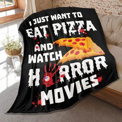 Horror Movie Blanket: Pizza and Scary Film Fan Favorite