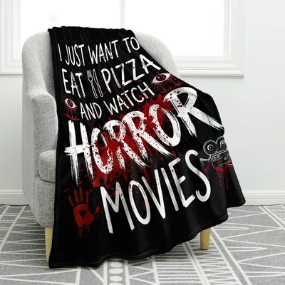 Horror Movies Pizza Blanket: Eat Pizza and Watch Horror Movies Design