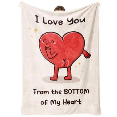 Funny Love Heart Couples Blanket: Bottom of My Heart Design