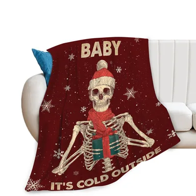 Skeleton Christmas Holiday Blanket: Baby It's Cold Outside Design
