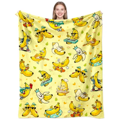 Funny Banana Cartoon Blanket: Playful Fruit Characters for Fun Lovers
