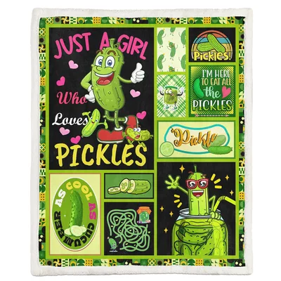 Pickles Funny Food Lover Blanket: Just a Girl Who Loves Pickles Design