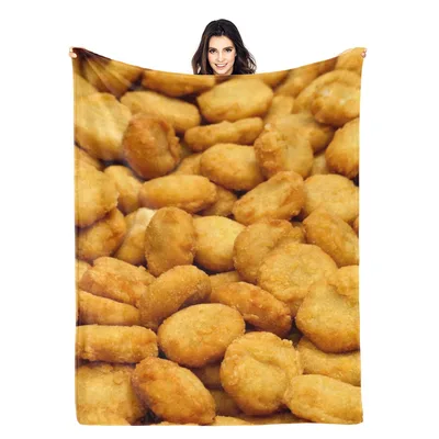 Golden Chicken Nuggets Pile Blanket: A Realistic Food Print